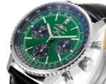 Navitimer B01 43mm SS BLSF 1:1 Best Edition Green Dial On Black Leather Strap A7750 - Image 4