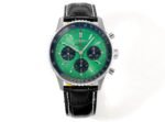Navitimer B01 43mm SS B50 Best Edition Green Dial Black Subdial On Black Leather Strap A7750