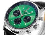 Navitimer B01 43mm SS B50 Best Edition Green Dial Black Subdial On Black Leather Strap A7750 - Image 4
