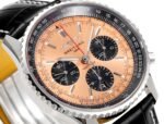 Navitimer B01 43mm SS BLSF 1:1 Best Edition RG Dial Black Subdial On Black Leather Strap A7750 - Image 3