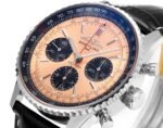 Navitimer B01 43mm SS BLSF 1:1 Best Edition RG Dial Black Subdial On Black Leather Strap A7750 - Image 4
