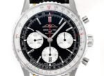Navitimer B01 43mm SS BLSF 1:1 Best Edition Black Dial Silver Subdials On Black Leather Strap A7750 - Image 5