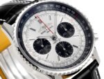 Navitimer B01 43mm SS BLSF 1:1 Best Edition Silver Dial Black Subdials On Black Leather Strap A7750 - Image 3