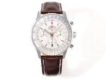 Navitimer B01 43mm SS BLSF 1:1 Best Edition White Dial On Brown Leather Strap A7750
