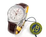 Navitimer B01 43mm SS BLSF 1:1 Best Edition White Dial On Brown Leather Strap A7750 - Image 2