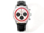 Navitimer B01 43mm SS BLSF 1:1 Best Edition White Dial Black Subdials On Black Leather Strap A7750