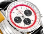 Navitimer B01 43mm SS BLSF 1:1 Best Edition White Dial Black Subdials On Black Leather Strap A7750 - Image 3