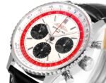 Navitimer B01 43mm SS BLSF 1:1 Best Edition White Dial Black Subdials On Black Leather Strap A7750 - Image 4