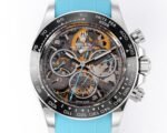 Daytona PVD Ceramic Bezel GETF Best Edition Skeleton Cyan Dial on Cyan Rubber Strap SA4130 - Image 3