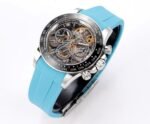 Daytona PVD Ceramic Bezel GETF Best Edition Skeleton Cyan Dial on Cyan Rubber Strap SA4130 - Image 2