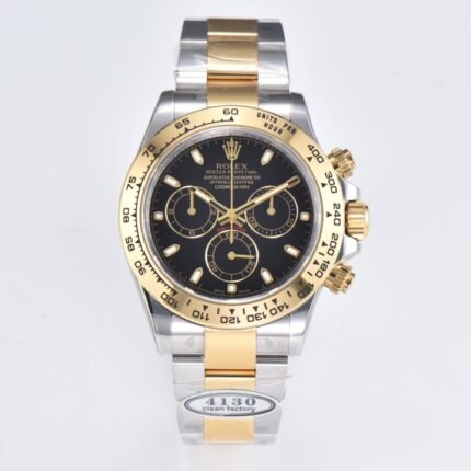 Daytona 116503 SS/YG QF 1:1 Best Edition Black Dial on SS/YG Bracelet SH4130 V3 (Gain Weight)