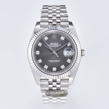 DateJust 41mm 126334 904 SS QF V2 1:1 Best Edition Rhodium Dial Diamond Marker On Jubilee Bracelet DD3235