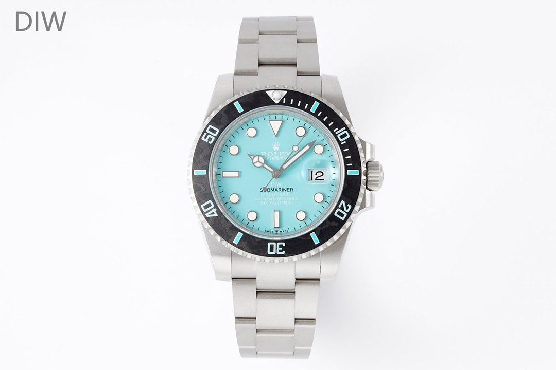 Submariner DIW Carbon Bezel VSF 1:1 Best Edition Tiffany Blue Dial on Sandblasted Bracelet VS3135