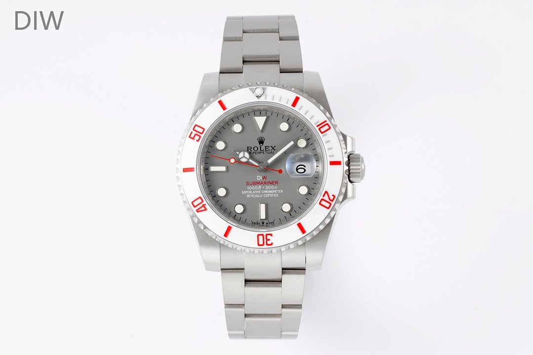 Submariner DIW Sandblasted White Ceramic Bezel VSF 1:1 Best Edition Gray Dial on SS Bracelet VS3135