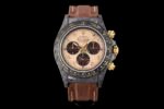 Daytona DIW Carbon DIWF Best Edition Gold Dial Arabic Markers on Brown Nylon Strap A7750