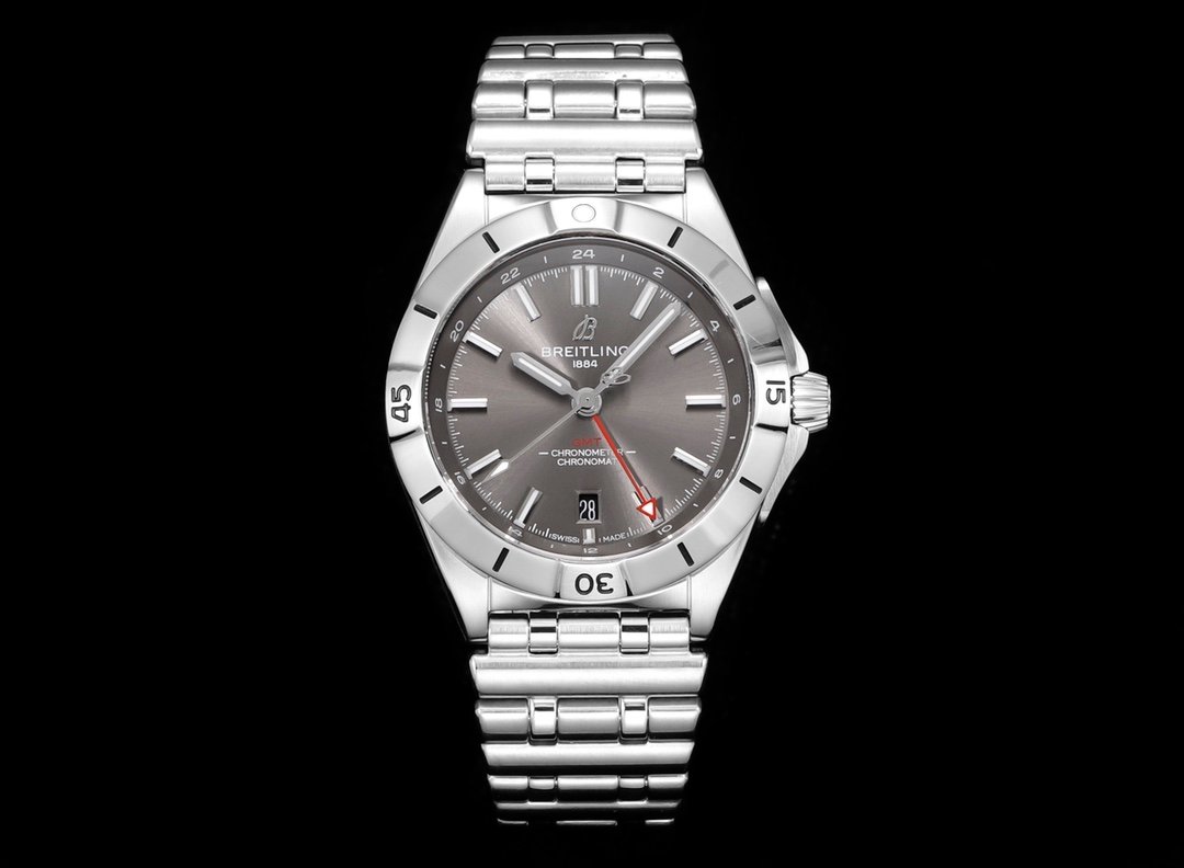 Chronomat 40mm GMT SS TWSF 1:1 Best Edition Gray Dial on SS Bracelet A2836