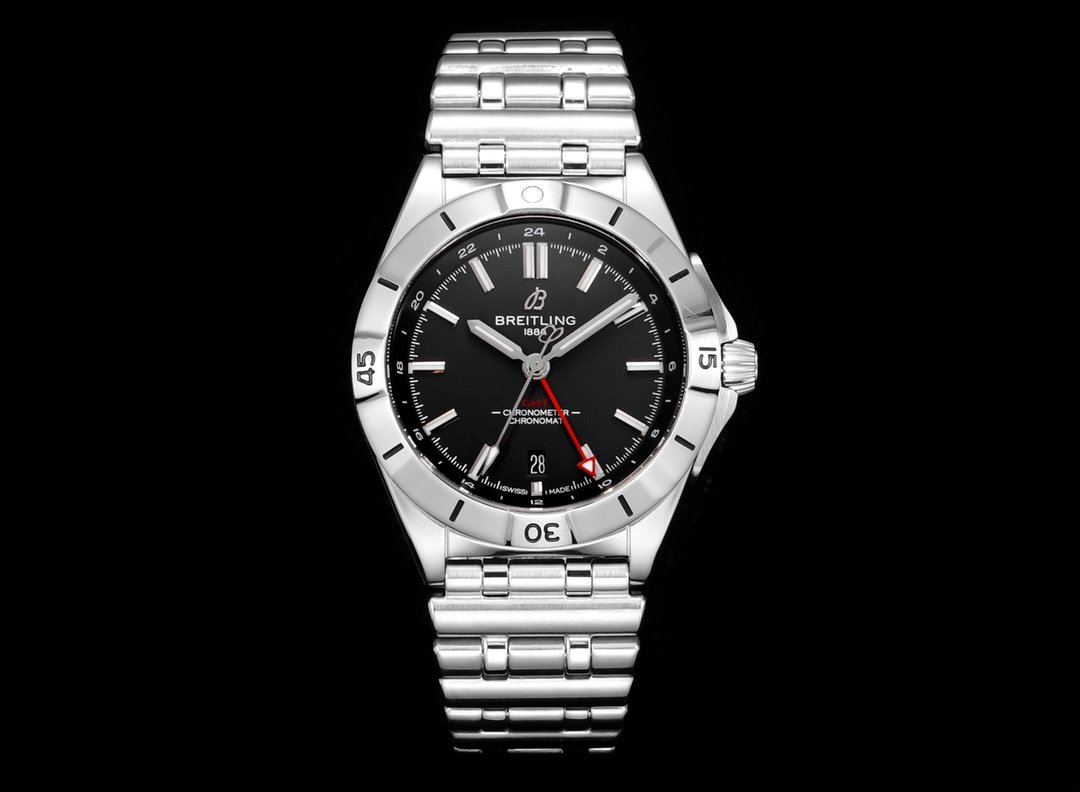 Chronomat 40mm GMT SS TWSF 1:1 Best Edition Black Dial on SS Bracelet A2836
