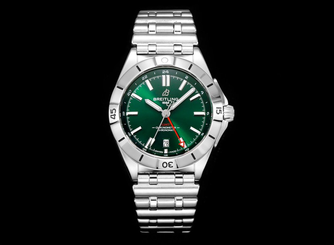 Chronomat 40mm GMT SS TWSF 1:1 Best Edition Green Dial on SS Bracelet A2836