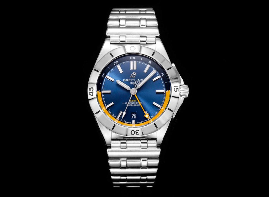 Chronomat 40mm GMT SS TWSF 1:1 Best Edition Blue/Yellow Dial on SS Bracelet A2836