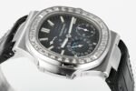 Nautilus 5724G SS/T Diamonds PPF 1:1 Best Edition Blue Dial on Black Leather Strap A240 Super Clone - Image 7