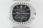 Nautilus 5724G SS/T Diamonds PPF 1:1 Best Edition Blue Dial on Black Leather Strap A240 Super Clone - Image 2