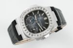Nautilus 5724G SS/T Diamonds PPF 1:1 Best Edition Blue Dial on Black Leather Strap A240 Super Clone - Image 4