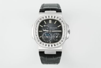 Nautilus 5724G SS/T Diamonds PPF 1:1 Best Edition Blue Dial on Black Leather Strap A240 Super Clone