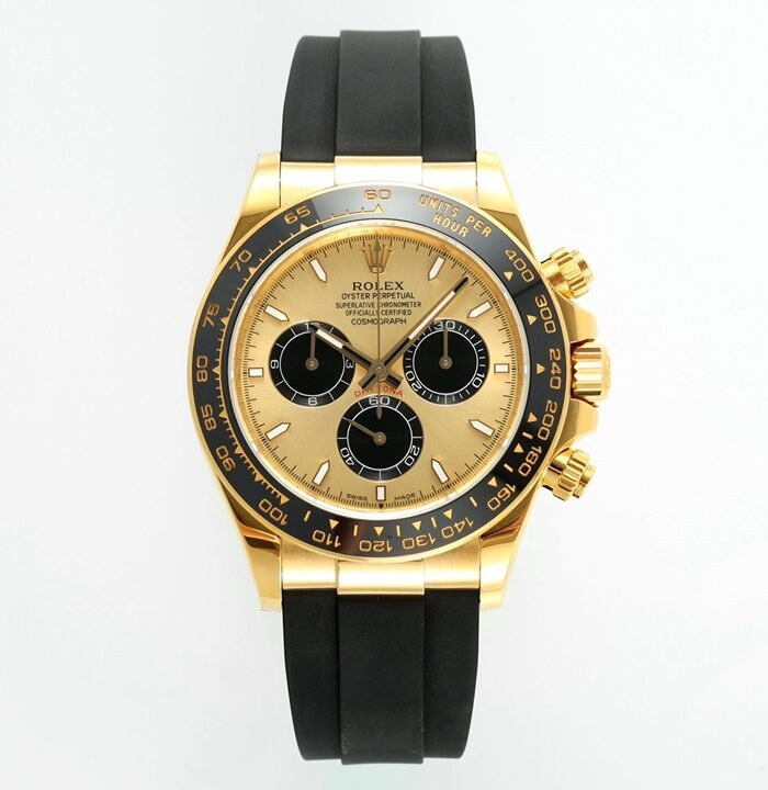 Daytona 126518 QF Gain Weight 1:1 Best Edition Gold Dial Black Subdial Sticks Markers on Oysterflex Strap SH4131 V11
