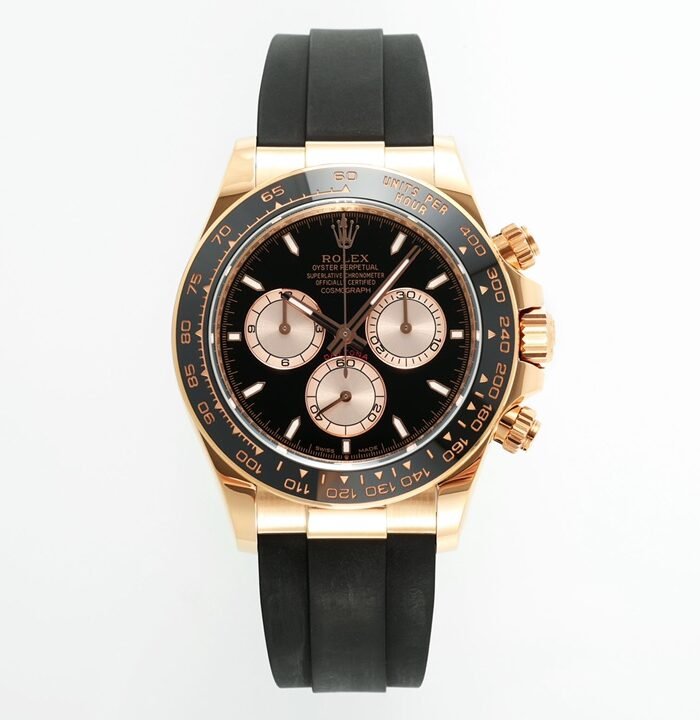 Daytona 126515 QF Gain Weight 1:1 Best Edition Black Dial RG Subdial Sticks Markers on Oysterflex Strap SH4131 V11