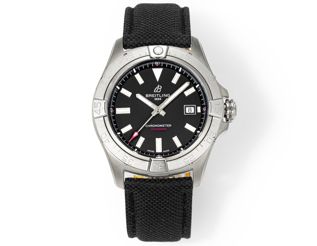 Avenger Chronometer 42mm SS BLSF 1:1 Best Edition Black Dial On Black Nylon Strap A2824