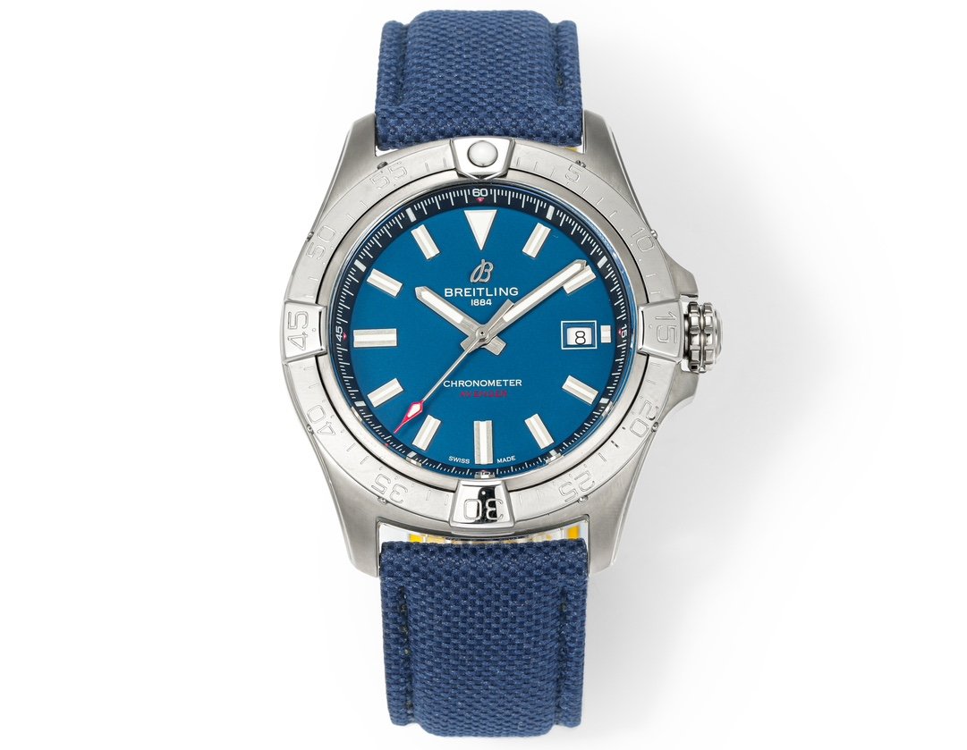 Avenger Chronometer 42mm SS BLSF 1:1 Best Edition Blue Dial On Blue Nylon Strap A2824