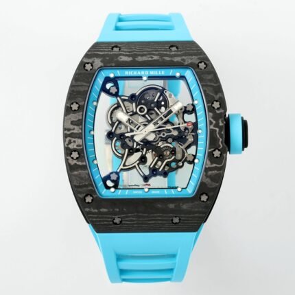 RM055 Blue Inner Bezel Blue Crown NTPT ZF 1:1 Best Edition On Blue Rubber Strap RMUL2 Super Clone V2