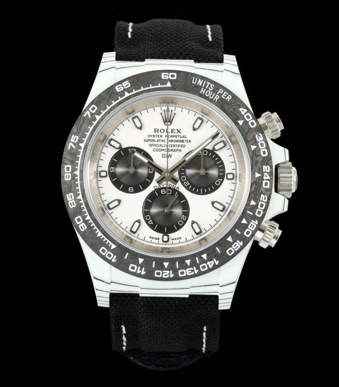 Daytona DIW White Carbon DIWF Best Edition White Dial Black Subdial On Black Nylon Strap A4801