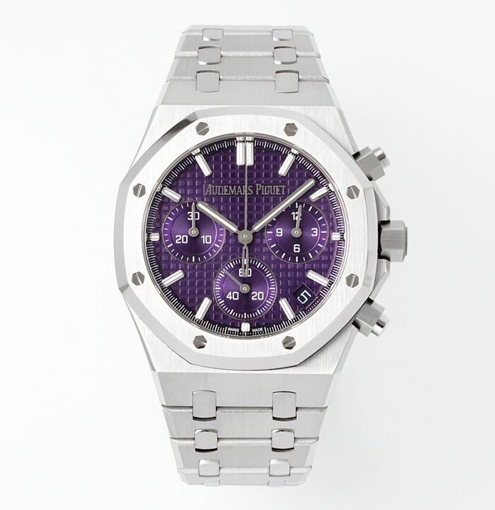 Royal Oak Chrono 26240 SS V2 APSF 1:1 Best Edition Purple Dial On SS Bracelet SA4401 Super Clone (Free Sprung)
