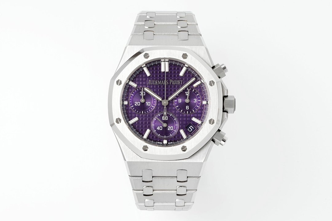 Royal Oak Chrono 26240 SS V2 APSF 1:1 Best Edition Purple Dial On SS Bracelet SA4401 Super Clone (Free Sprung)