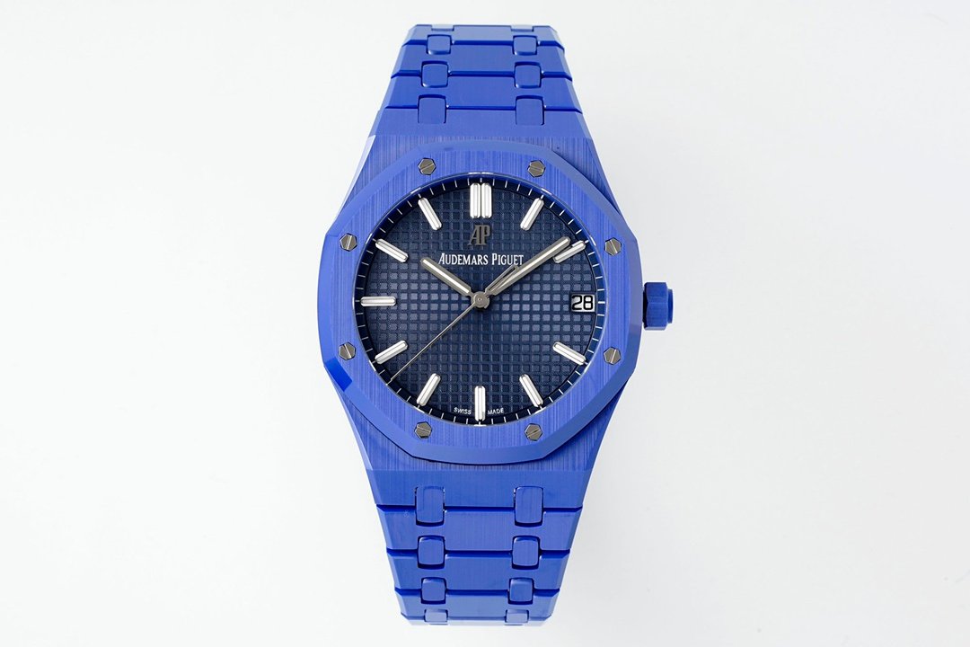 Royal Oak 15500 Blue Ceramic APSF 1:1 Best Edition Blue Dial On Blue Ceramic Bracelet SA4302 Super Clone