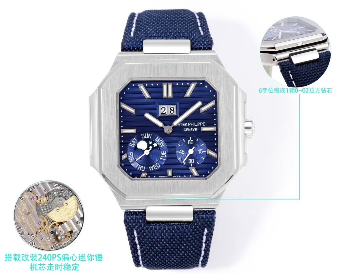 Cubitus 5822 SS HLF Best Edition Blue Dial On SS Bracelet Super Clone Asian 240