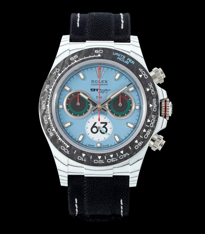 Daytona DIW Porsche 911 S/T White Carbon SONIC 1:1 Best Edition Blue Dial on Black Nylon Strap SA4130