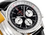 Navitimer B01 43mm SS BLSF 1:1 Best Edition Black Dial Silver Subdials On Black Leather Strap A7750 - Image 5