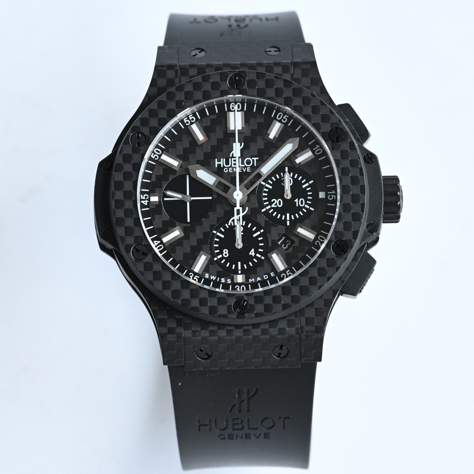 Hublot HBF 44mm black dial black carbon fiber case black rubber strap diameter 4100