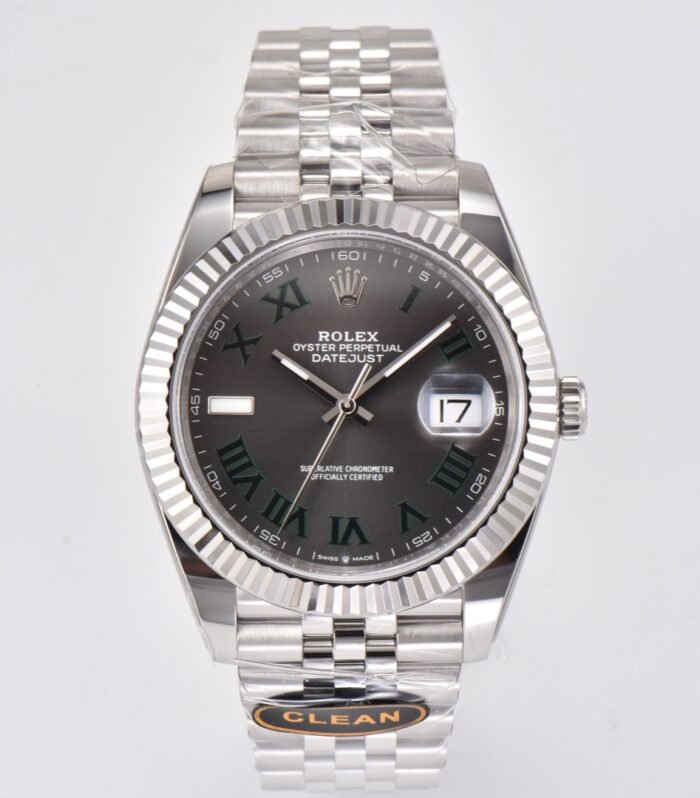 DateJust 41mm 126334 904 SS QF V2 1:1 Best Edition 灰色表盘罗马标记在Jubilee手链SH3235
