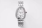 Bulgari Serpenti Seduttori BVF 33mm White Dial Diamond Case 316L Stainless Steel Bracelet Swiss Quartz Movement