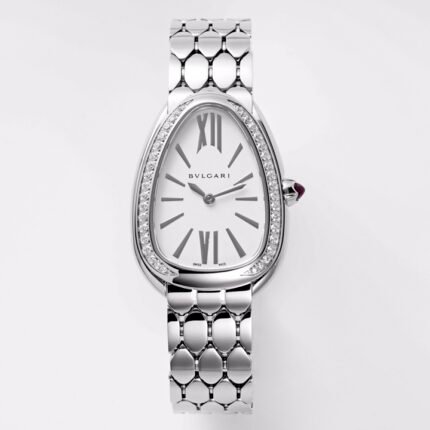 Bulgari Serpenti Seduttori BVF 33mm White Dial Diamond Case 316L Stainless Steel Bracelet Swiss Quartz Movement