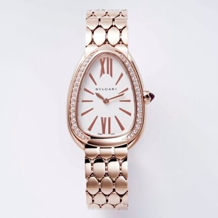 Bulgari Serpenti Seduttori BVF 33mm White Dial RG Diamond Case RG Stainless Steel Bracelet Swiss Quartz Movement
