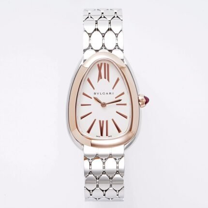 Bulgari Serpenti Seduttori BVF 33mm White Dial RG Case 316L Stainless Steel Bracelet Swiss Quartz Movement