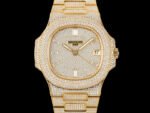 Patek Philippe Nautilus 5711 Full Diamond Bezel Rose Gold AMGF 40MM Rose Gold Double-Row Diamond Bezel Diamond Dial Rose Gold Diamond Strap Movement 324