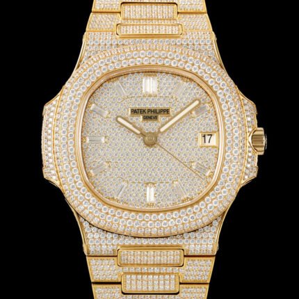Patek Philippe Nautilus 5711 Full Diamond Bezel Rose Gold AMGF 40MM Rose Gold Double-Row Diamond Bezel Diamond Dial Rose Gold Diamond Strap Movement 324