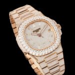 Patek Philippe Nautilus 5711 Full Diamond Bezel Rose Gold AMGF 40MM Rose Gold Double-Row Diamond Bezel Diamond Dial Rose Gold Diamond Strap Movement 324 - Image 4