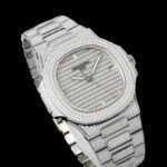 Patek Philippe Nautilus 5711 White Gold Nautilus AMGF 40MM with Double-Row Diamond Bezel Silver Diamond Strap Movement 324 - Image 5