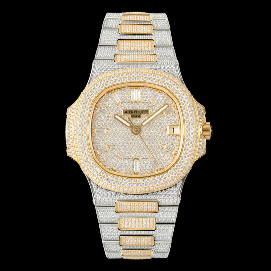 Patek Philippe Nautilus 5711 Diamond-Set White Gold Nautilus AMGF Watch 40mm 18K Yellow Double-Row Diamond-Set Bezel Yellow Gold/White Gold Bracelet, Calibre 324